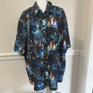 NWOT Tunevuse Tropical Palm Tree Button-Up Shirt Size XXL Mens